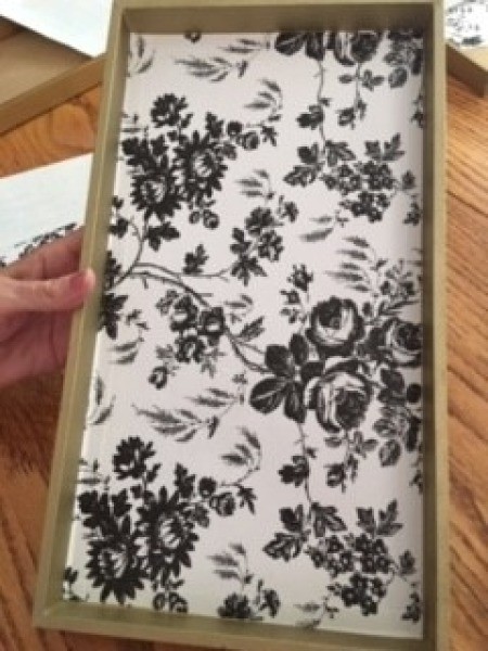 Boxy to Shabby Chic Cabinet - contact paper used to line drawers