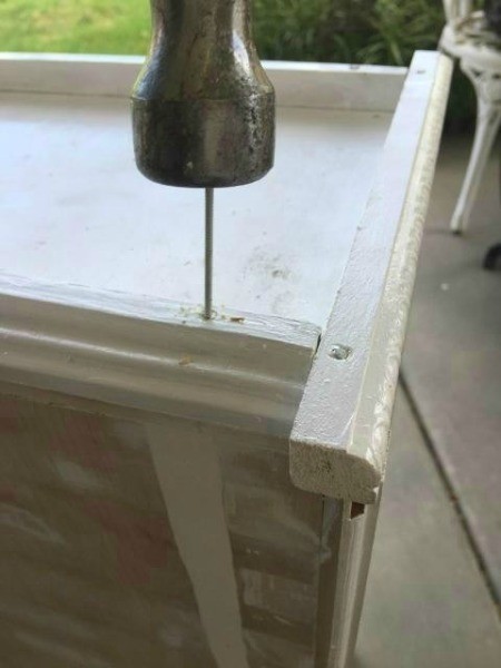 Boxy to Shabby Chic Cabinet- adding molding