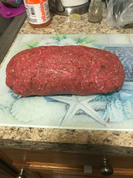 Meatloaf with ham and cheese rolled up inside.