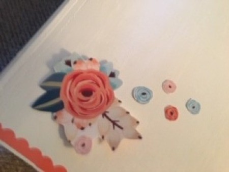 Boxy to Shabby Chic Cabinet - flower design printed on adhesive paper and placed in the side corners