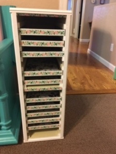Boxy to Shabby Chic Cabinet - washi tape to decorate the drawer fronts