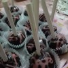A plate of decorated cake pops.