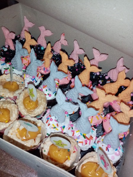 Mermaid Tail Cake Topper (Gumpaste) - once hardened place on cake or cupcakes