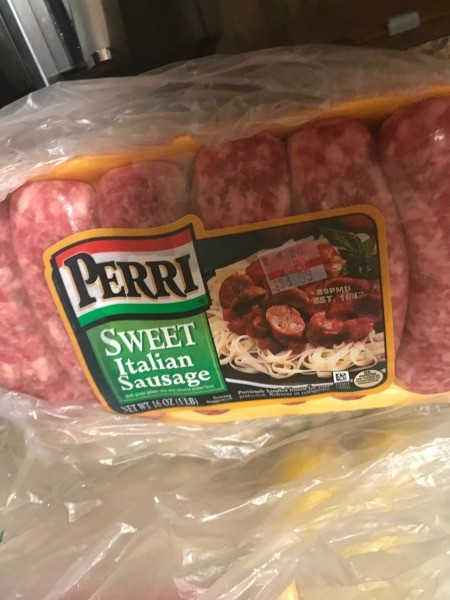 A package of sweet Italian sausage.