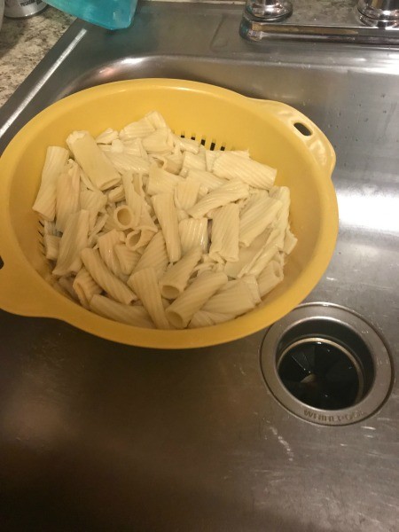 A colander or half cooked pasta.