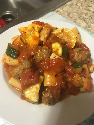 The completed Italian sausage stew.
