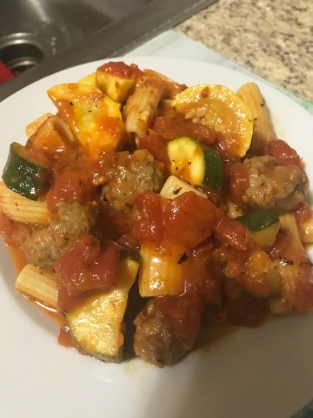 The completed Italian sausage stew.