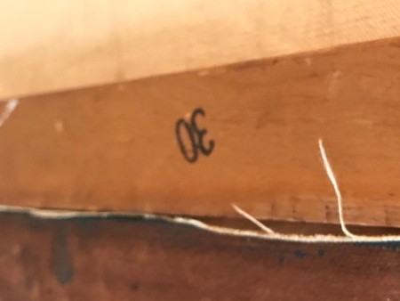 A number "30 stamped on a painting.