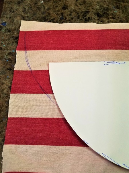 Pizza Pan Flag Wall Hanging - template traced on stripes portion
