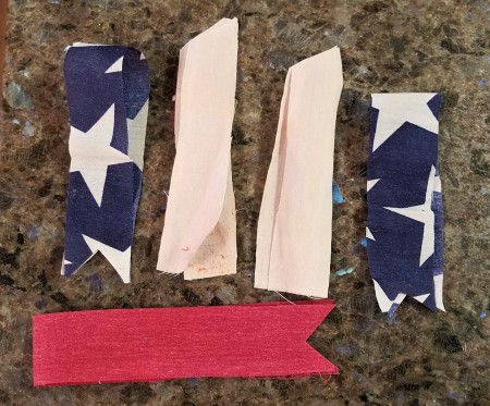 Pizza Pan Flag Wall Hanging - fabric strips