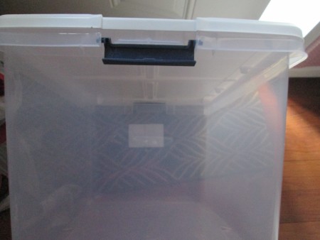 A large clear container.