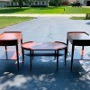 Value of Mersman Tables 7233 and 7303? - coffee table and two end tables in a driveway