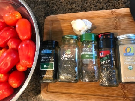 Ingredients for simple tomato soup.
