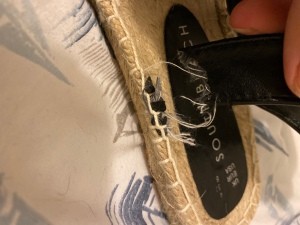 Fixing this Broken Sandal? - shows where the strap broke off