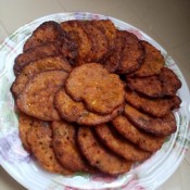 A plate of squash sardine pancakes.