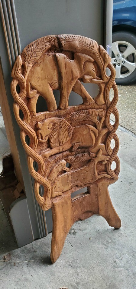 A carved wooden piece.