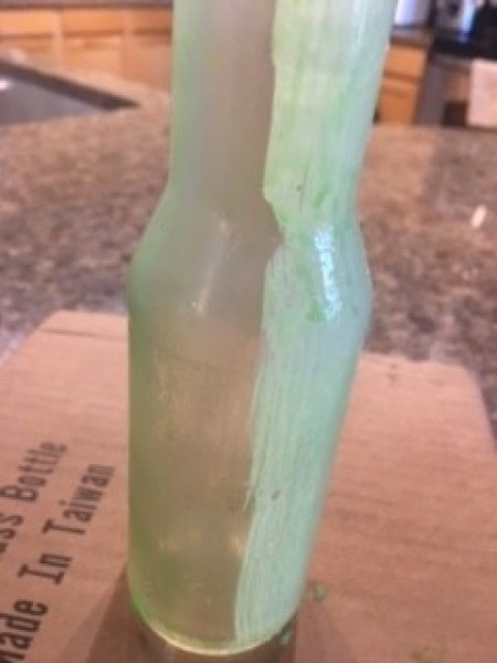 DIY Sea Glass Bottles - paint applied to half of the bottle