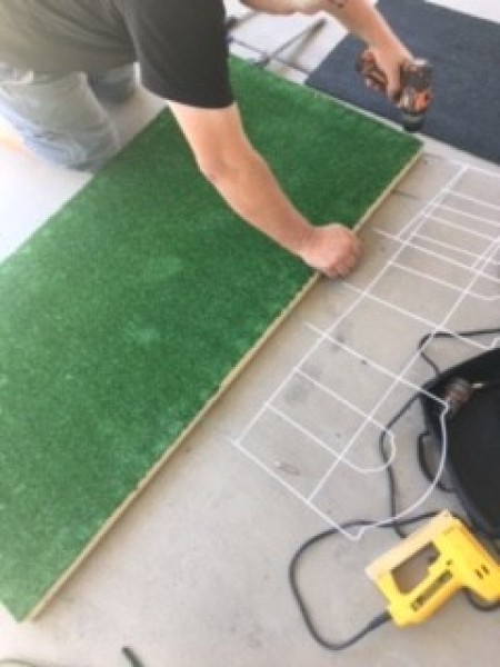 Outdoor Doggie Commode - drilling holes for the wire border