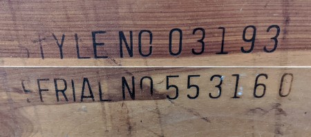 The identifying numbers on a cedar chest.