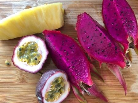 Ingredients for summer fruit smoothie.