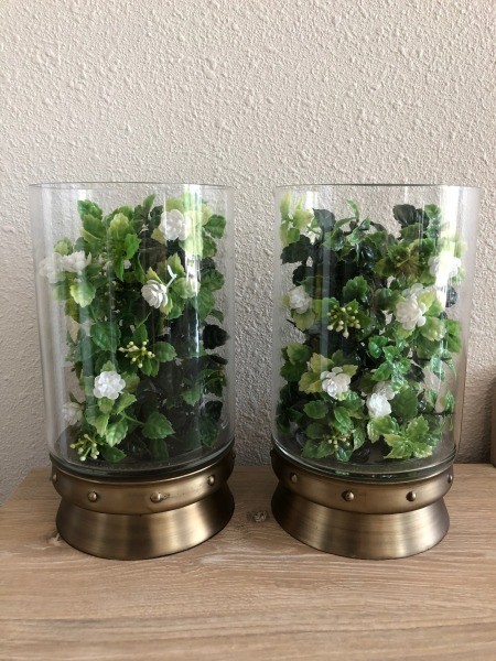 Decor for Less Using Hurricane Vases - side view of two filled vases
