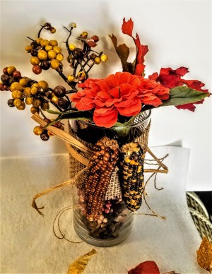 Fall Themed Glass Tube - finished decoration