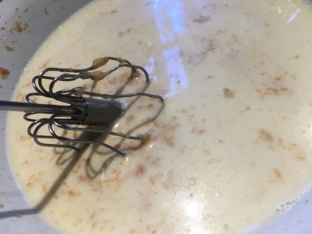 Mixing the wet ingredients together.