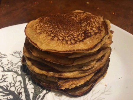 A stack of pancakes.