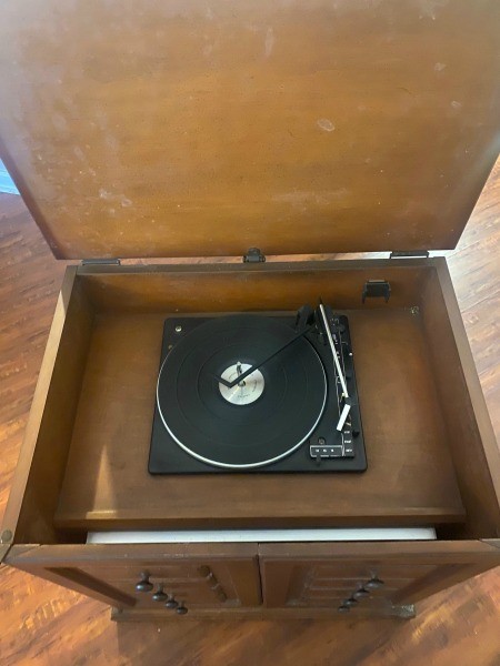 Top of a phonograph.