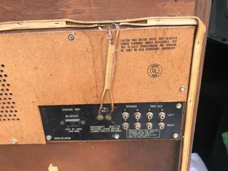 Back of a phonograph cabinet.