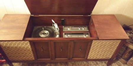 A Zenith console record player.