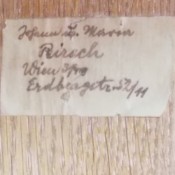 A label on a piece of furniture.
