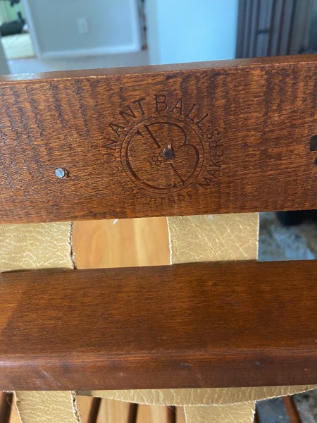 The Conant Ball marking on the bottom of a chair.