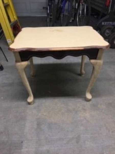 Upcycled Wooden Table - top and legs after sanding complete