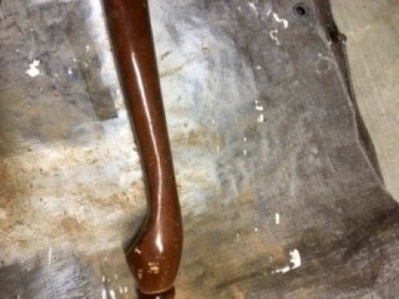 Upcycled Wooden Table - table leg before sanding