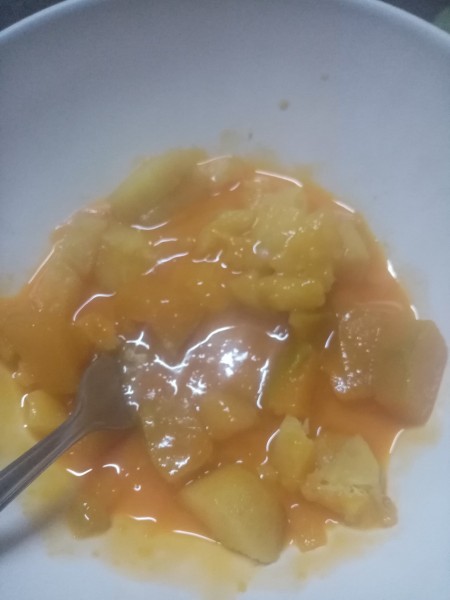 The cooked squash and sweet potato.