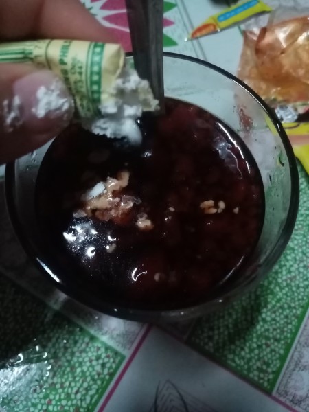 Mixing up the barbecue sauce.