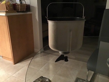 A bread pan for a bread machine.