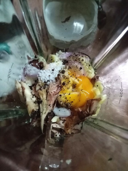 Ingredients inside a blender.