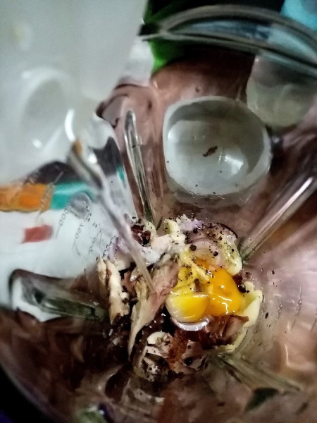 Ingredients inside a blender.
