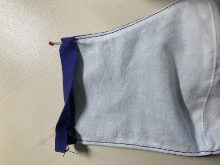 Non Pleated Child's Mask - fold over 1/4 inch again and pin