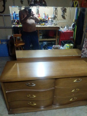 Age of a Bassett Dresser? - dresser with unframed mirror