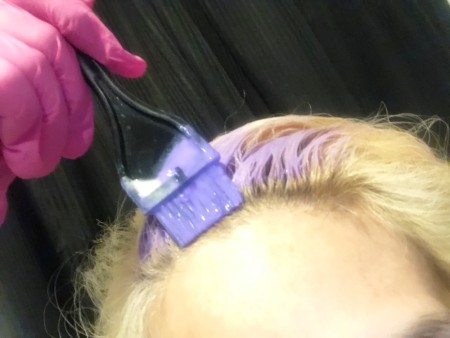 Making Pastel Hair Dyes - apply starting from roots and working 1/3 of the way down the length of your hair