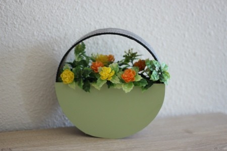 Circle Faux Flower Planter - looking at finished basket from the front