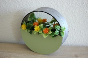 Circle Faux Flower Planter - view of the finished faux planter from a slight angle
