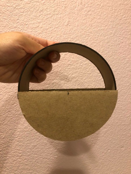 Circle Faux Flower Planter - hot glue the half circles to both sides