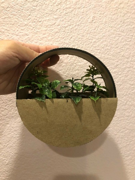 Circle Faux Flower Planter - greenery added to basket