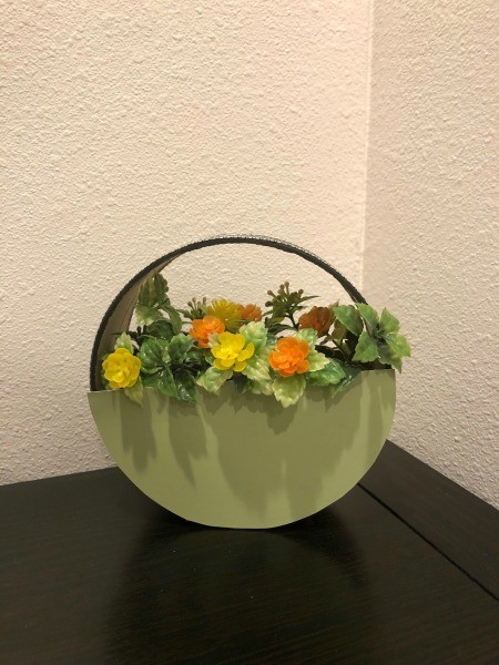 Circle Faux Flower Planter - done
