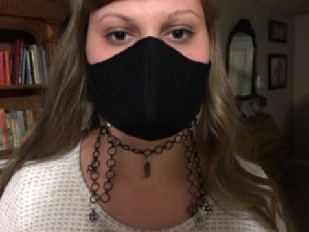 Mask Chain Holder - young woman wearing the mask on her face