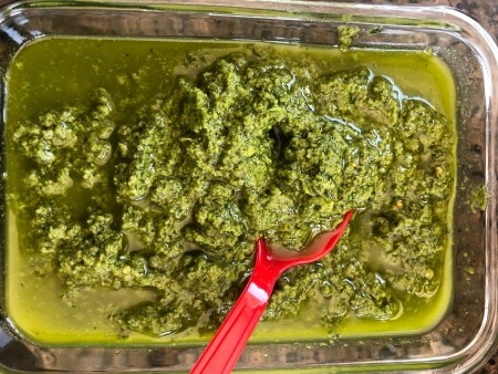 The mixed up pesto.